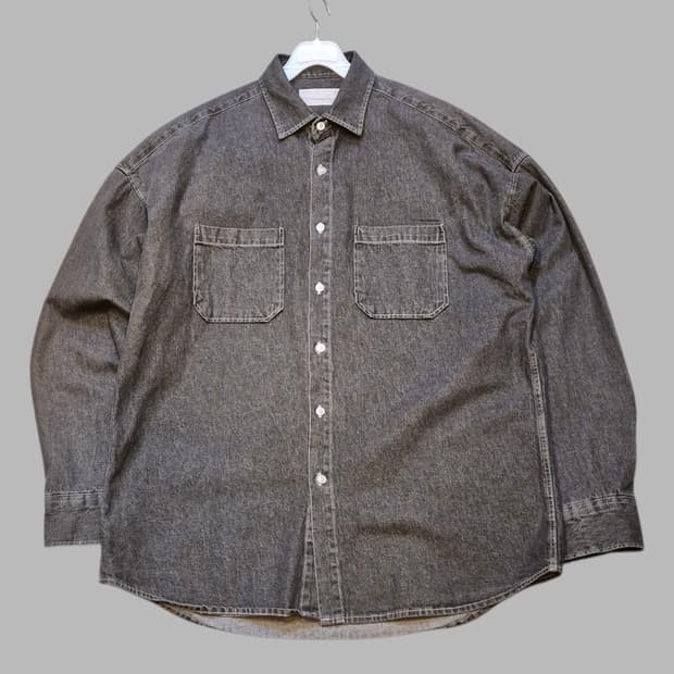 FREE(착샷잇음) 차콜 오버핏 데님셔츠 