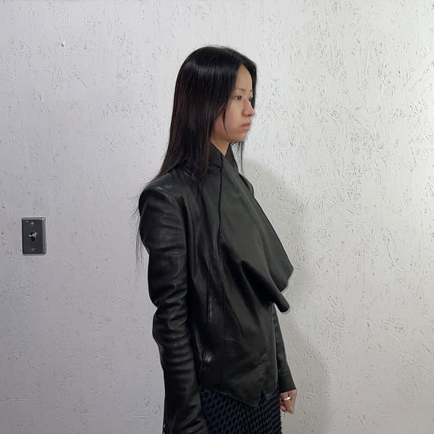 헬무트 랭 비대칭 램스킨 자켓