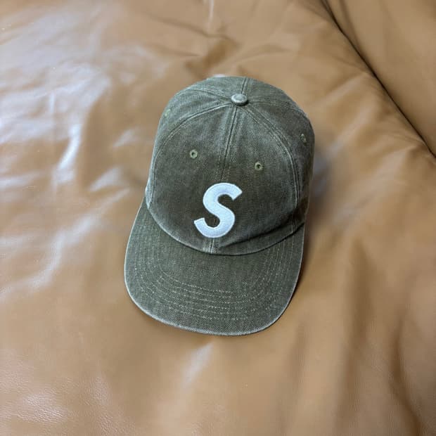 슈프림 S로고 6패널 볼캡 모자 워시드 올리브 카키