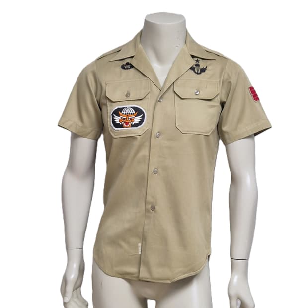 육군 구형 9공수특전여단 병장 정복 전투복 상의 카키 반팔 셔츠 (S)