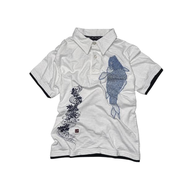 FATINA Oriental Koi Embroidery Polo Shir
