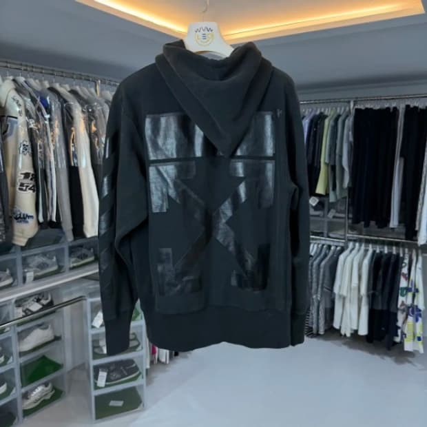 [한정판]오프화이트 X 챔피온 백로고 애로우 후드티 S