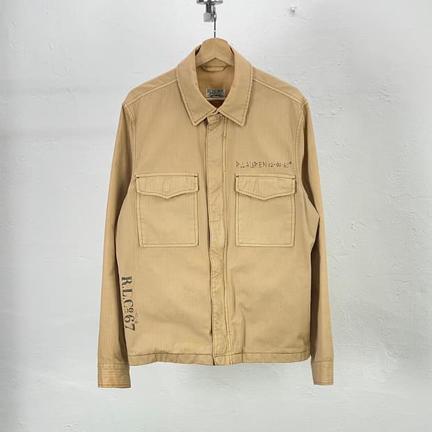 폴로 진스 베이지 스냅 스티치 밀리터리 워크 자켓