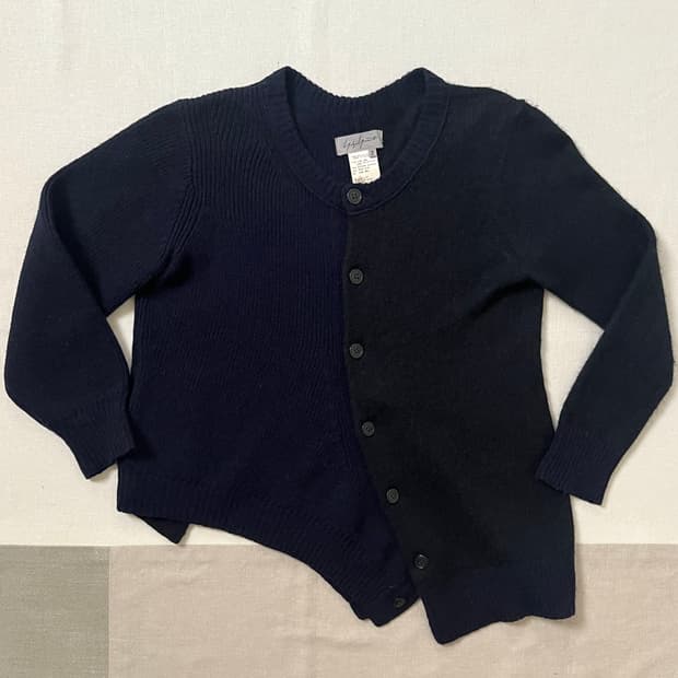 요지야마모토 하프앤하프 가디건 yohji yamamoto 비대칭 가디건
