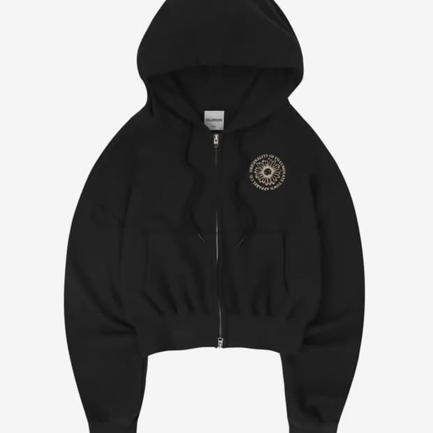 필루미네이트 블루밍 크롭 후드집업 블랙