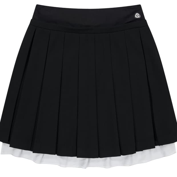DOUBLE WAISTED PLEATS SKIRT BLACK 
