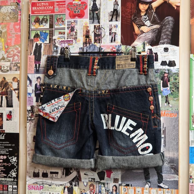 JPN 레이어드 배색  하프 데님 팬츠