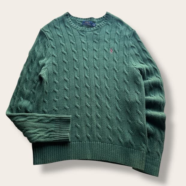 폴로 랄프로렌 딥그린 케이블 니트 M
