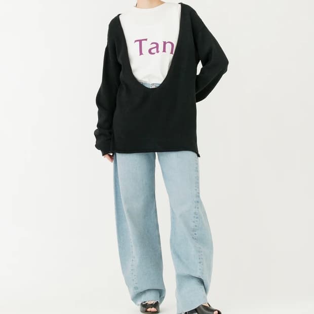 씨올 딥 U넥 니트