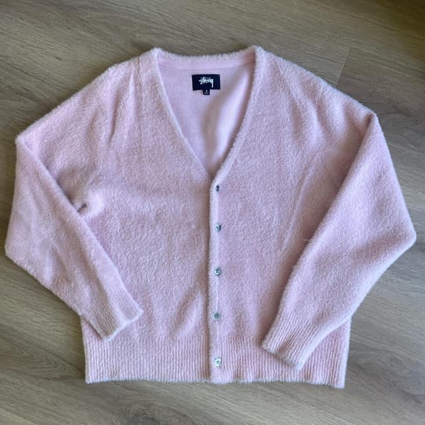 스투시 쉐기 가디건 베이비 핑크