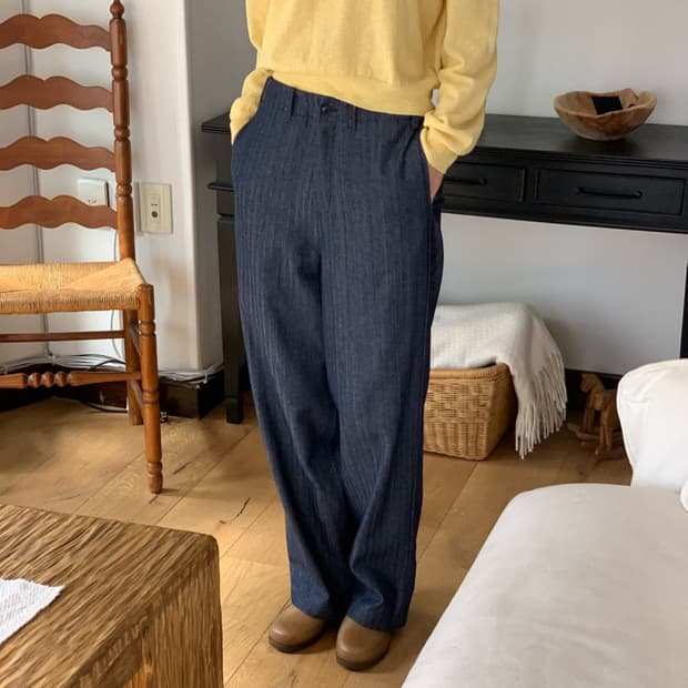 헤링본 비죠 팬츠(진청, M) 새상품