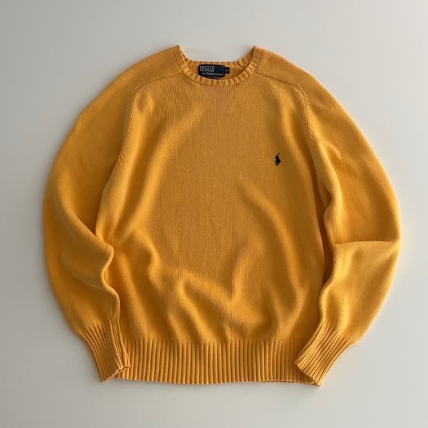 폴로 랄프로렌 옐로우 라운드넥 니트 100