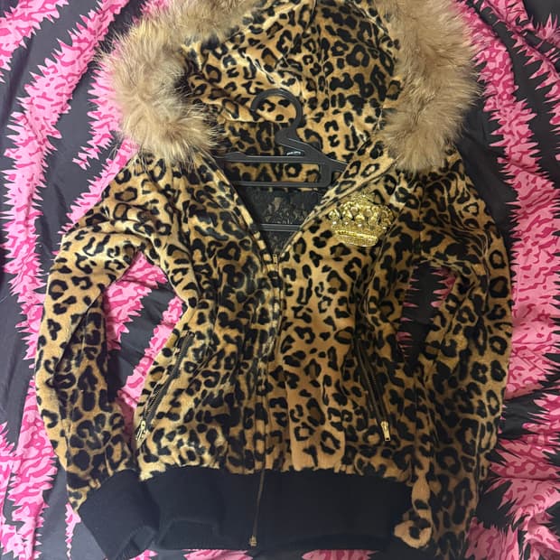 호피 퍼 후드집업