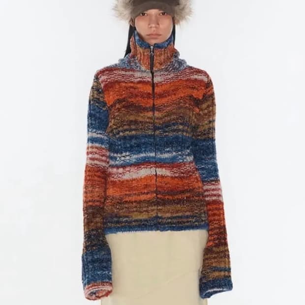 오픈와이와이 멀티컬러 니트집업