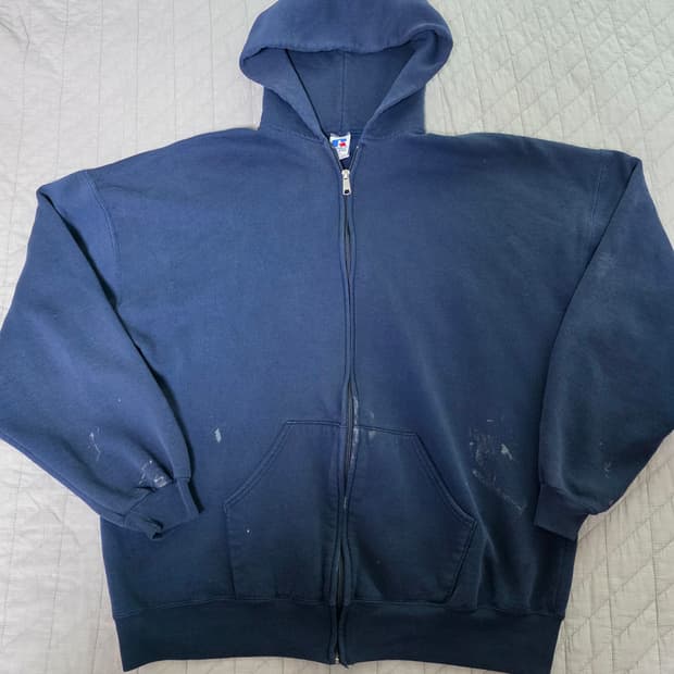 [XXL] 90s USA 빈티지 러셀 애슬레틱 후드집업 네이비 트래쉬드