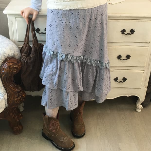 jpn vintage sora crochet lace cancan sk