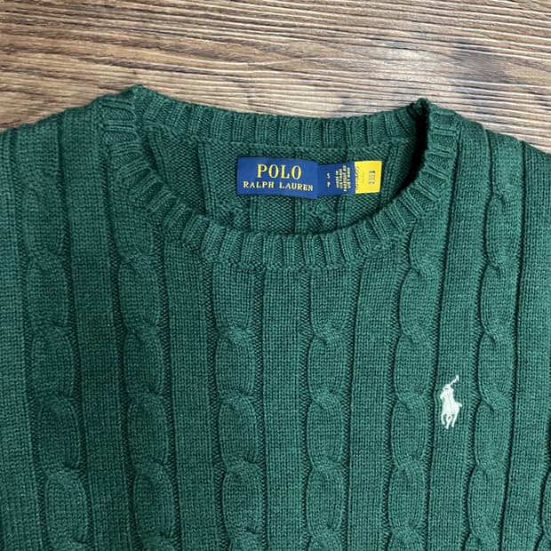 폴로 랄프로렌 케이블 니트 코튼 스웨터 그린