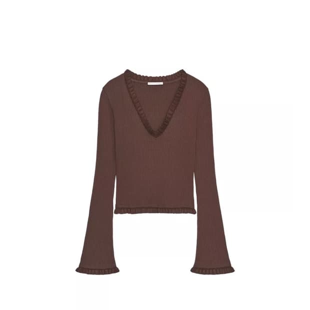 자라 프릴 긴소매 탑