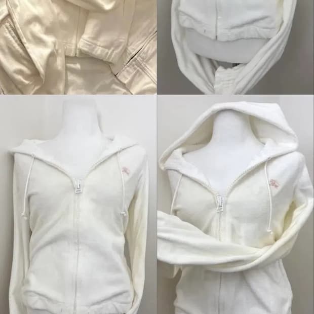 버버리 화이트 후드집업