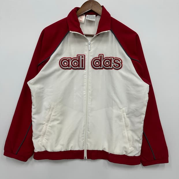 아디다스 레드 포인트 배색 올드스쿨 윈드브레이커