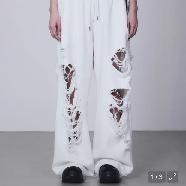 트리밍버드 Scratch Damage Wide Sweat Pants [ 