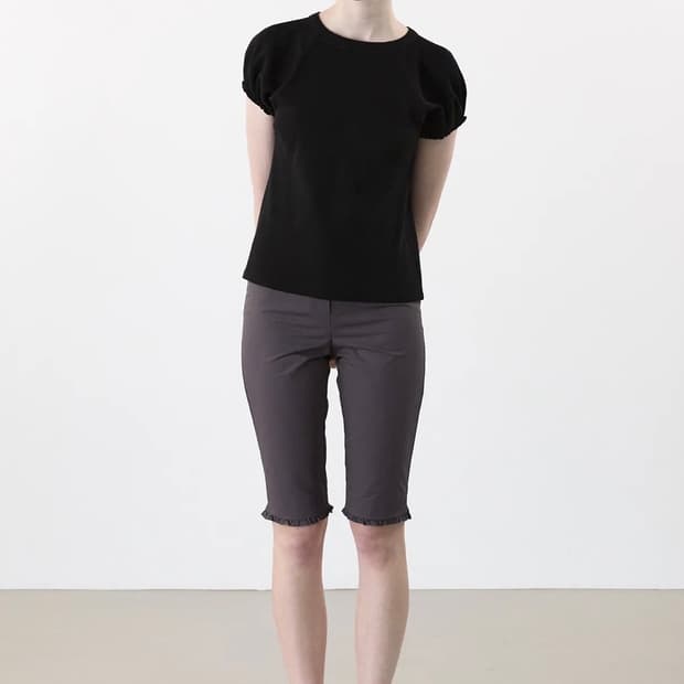 COSMOSS Frill capri pants (mauve)