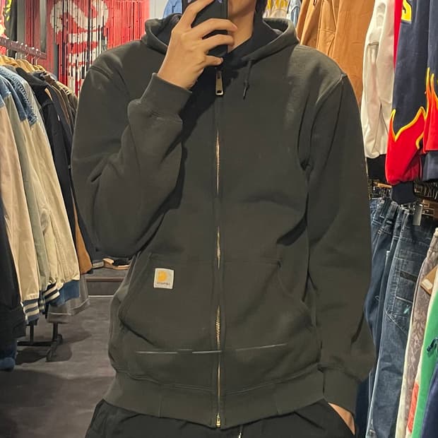 [IM] carhartt 칼하트 블랙 사이드 레터링 후드집업