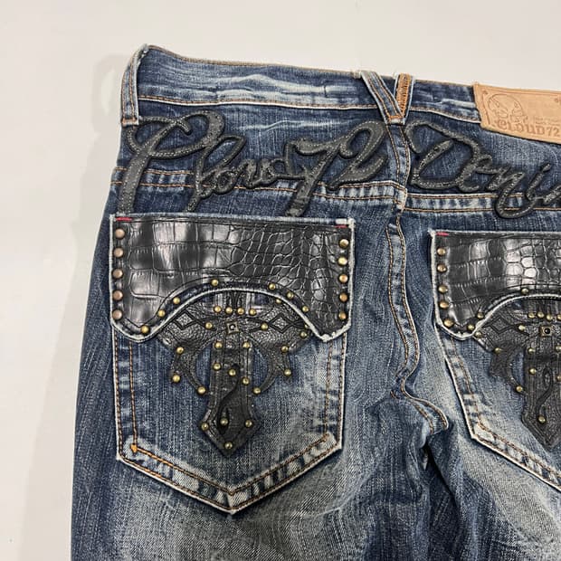 Japanese vintage 포켓가죽 포인트 y2k 워싱데님