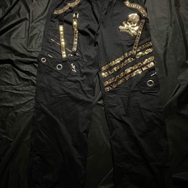 gold spangle detailed dipp pants