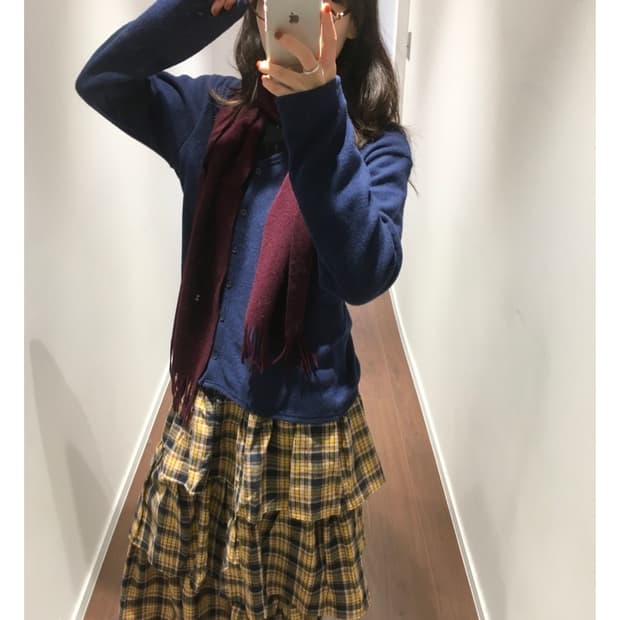 샵더기 피치 플레드 캉캉 스커트 ( 옐로우) 