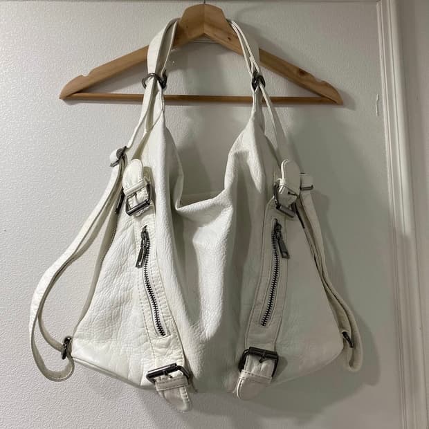 2Ways Detail White Leather Bag