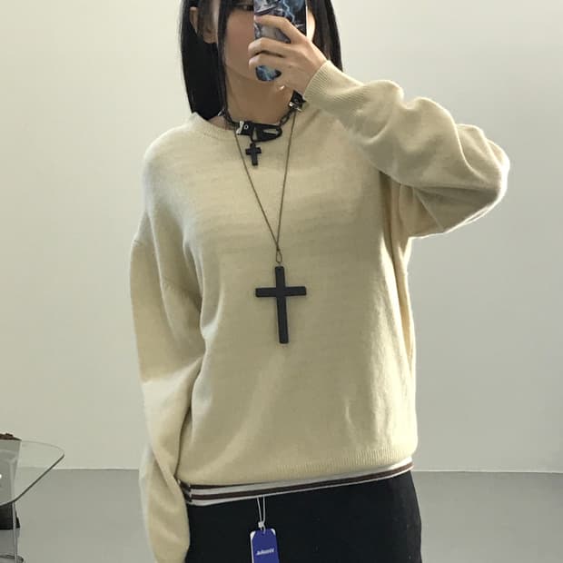 볼 베이지 니트