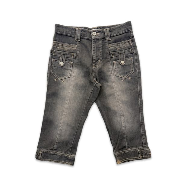 빈티지 블랙 y2k 디테일 카프리 팬츠