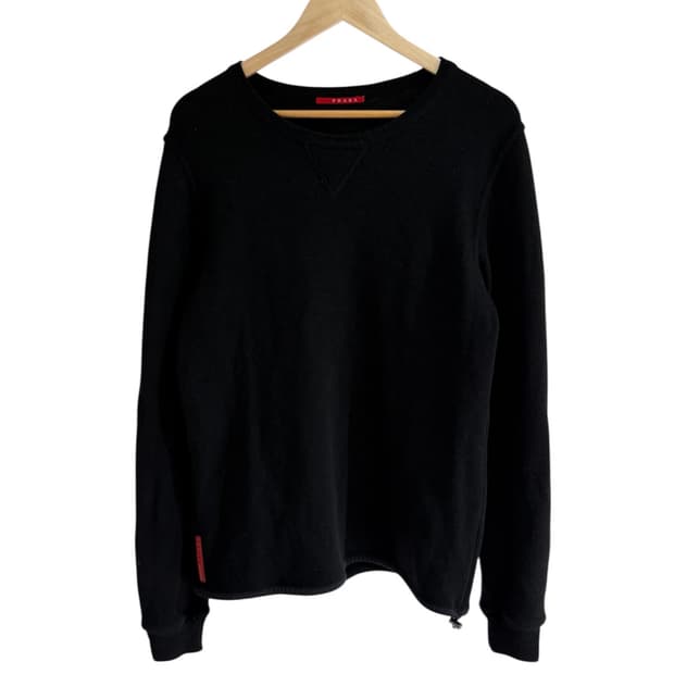 프라다 레드탭 레터링 로고 니트