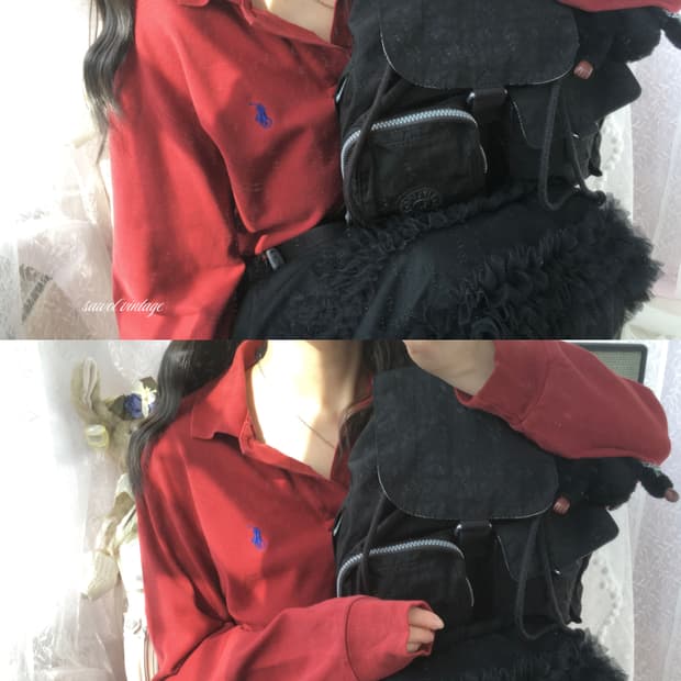 Polo deep red long sleeve