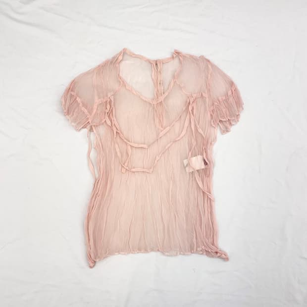 pink see-through blouse