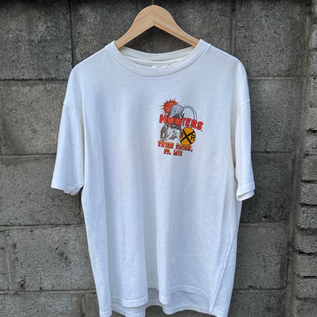 90s 후터스 빈티지 부엉이 프린팅 싱글스티치 반팔 티셔츠