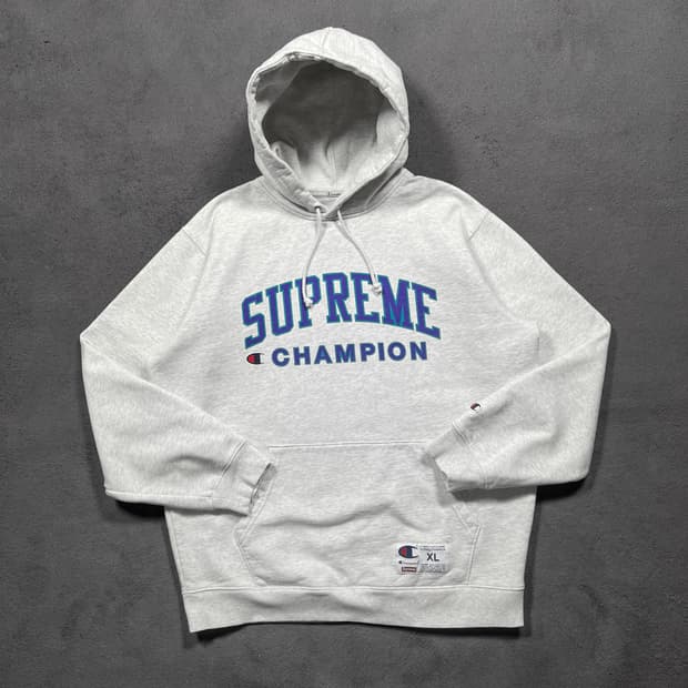Supreme x Champion 슈프림 챔피온 17ss 빅로고 후드티
