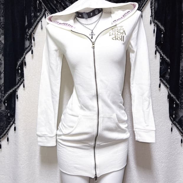 리즈리사돌 오네갸루 펑크 레터링 투웨이 후드집업 원피스 y2k 핀터 00