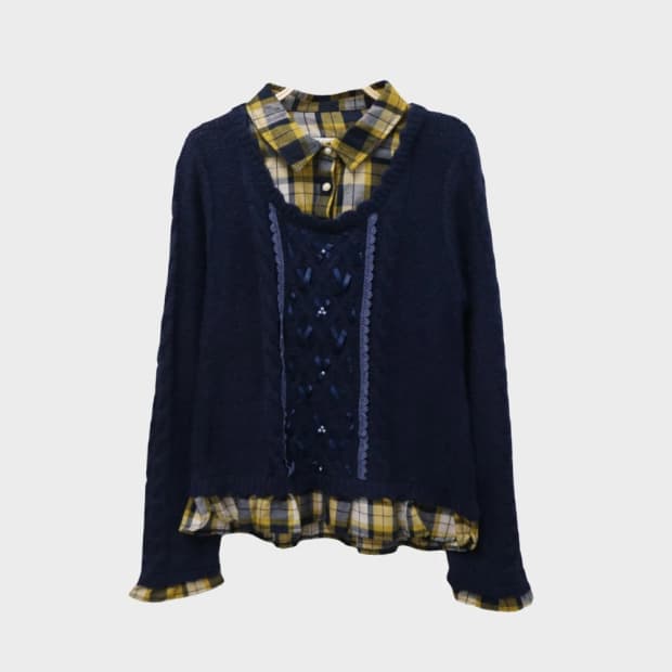 엑시즈팜 발레코어 니트 셔츠 레이어드 티셔츠 63580