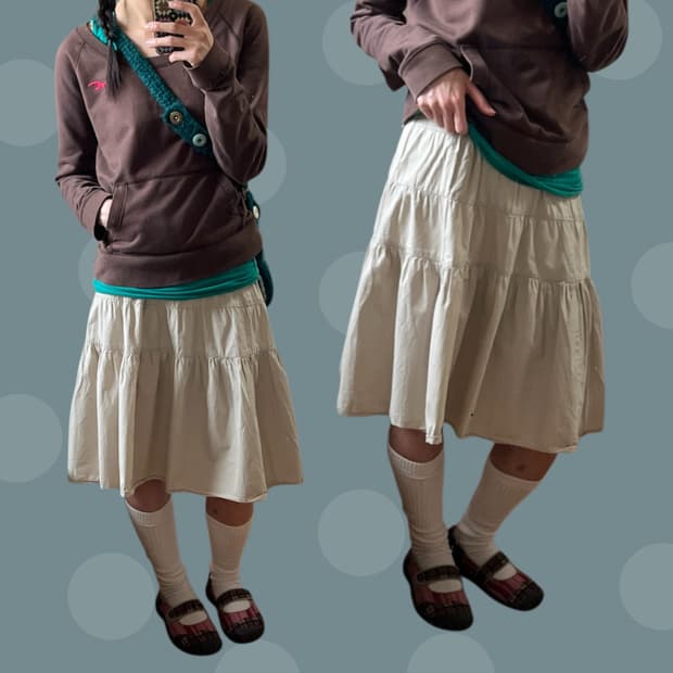 모리걸 빈티지 베이지 캉캉 스커트