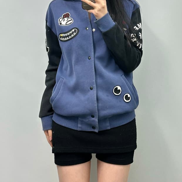 아디다스 패치 코튼 바시티 자켓