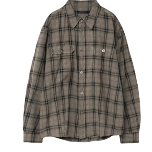 해칭룸 2Pk Shirt Long Over Dyed Check Deser