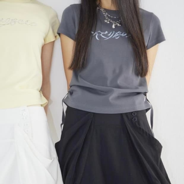 coyseio RIBBON SIDE STRAP TSHIRTS 코이세이오