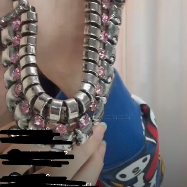 빈티지 갸루 핑크 스왈 목걸이