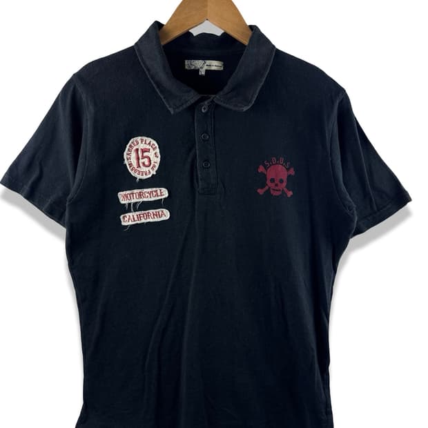 JPN 스컬 그래픽 카라티셔츠1964