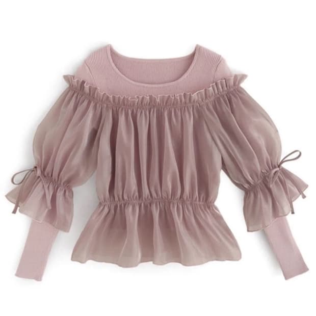 GRL 니트 블라우스 세트 수지니트 스나이델