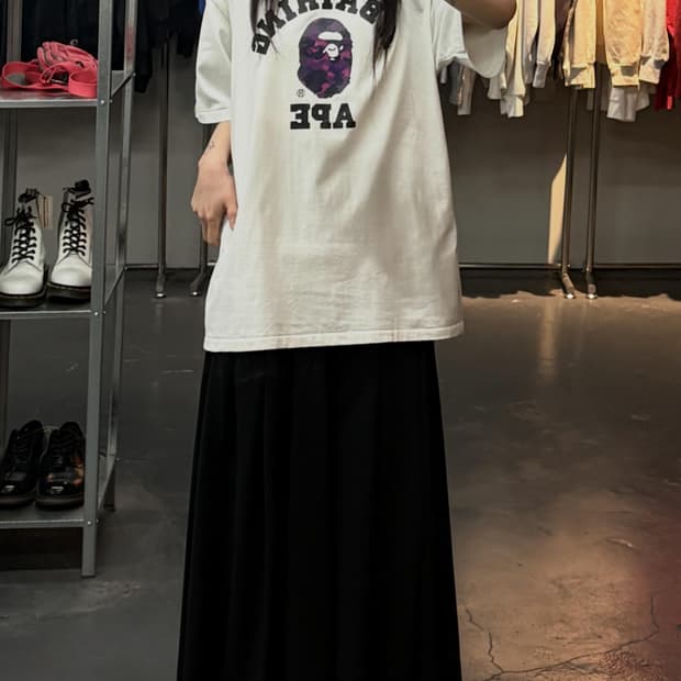 베이프 컬러 카모 컬리지 화이트 반팔  A3688
