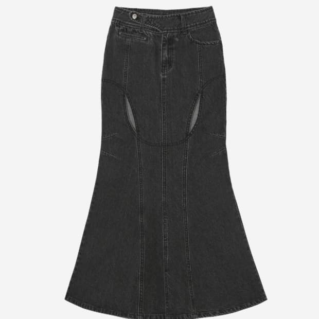 Ojos Mermaid Slit Denim Skirt