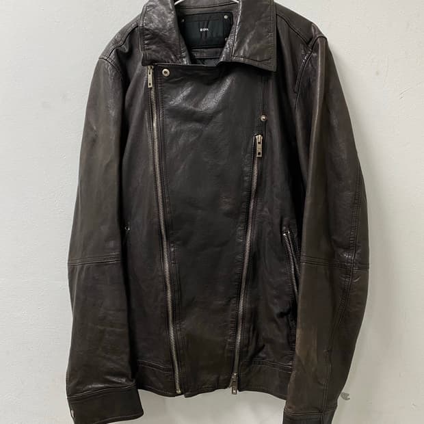 [BON] Brown 2-Zip Detail Leather Jacket